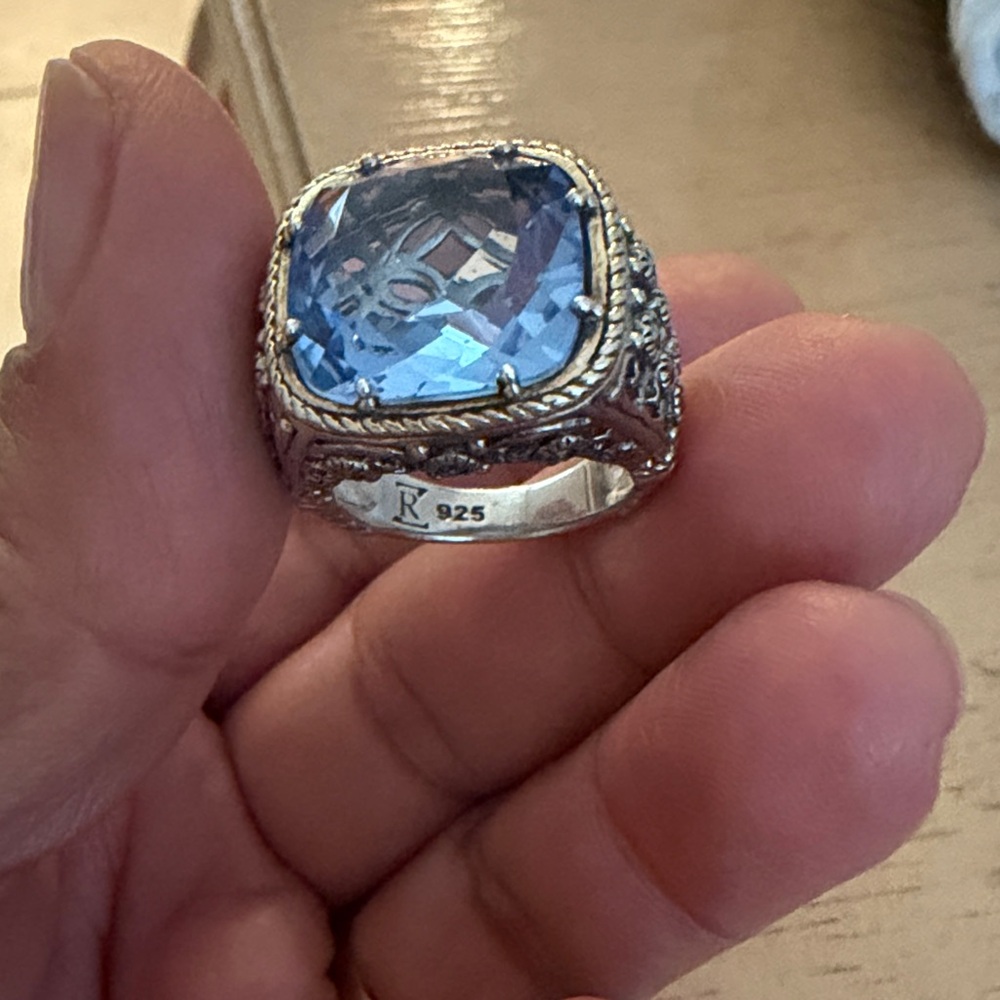 Elegant Blue Gemstone Silver Ring
